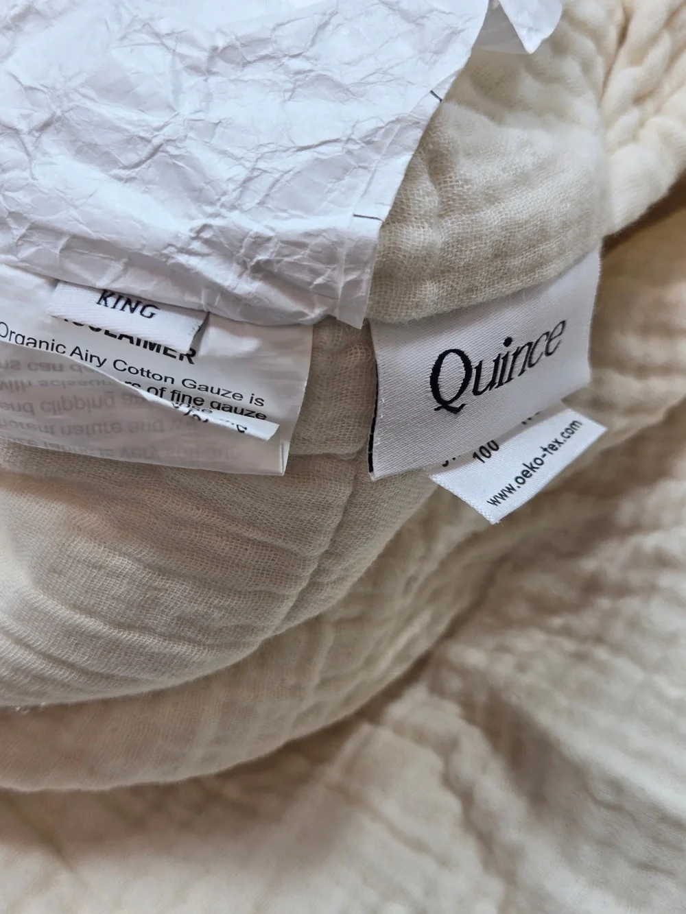 QUINCE Organic Cotton Gauze Box Quilt Set King/Cal King Undyed 9783